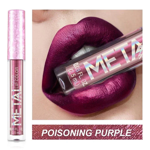 Matte Metallic Liquid Lipstick 12 Colors Waterproof Lasting Glitter Lip Gloss Shiny Shimmer Lip Tint Party Festival Lips Makeup