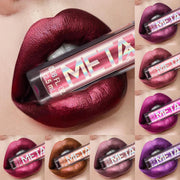 Matte Metallic Liquid Lipstick 12 Colors Waterproof Lasting Glitter Lip Gloss Shiny Shimmer Lip Tint Party Festival Lips Makeup