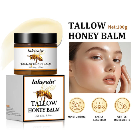 Honey Tallow Balm Beef Tallow Balm Moisturizing Cream for Soft Smooth Skin Handmade All-Natural Moisturizer Antioxidant Skincare