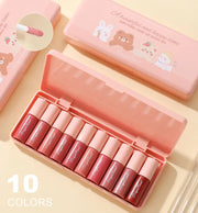 Set of 10 Shimmering Lip Glosses, Easy to Apply, Lip Glaze, Lipstick, Non-Stick Cup, Non-Fading, Moisturizing, Shiny Lip Gloss, Glass Lip, Shimmering Pearlescent Lip Gloss Set