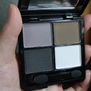 4-Color Eyeshadow Palette Gray & Black Smoky Matte Pearlescent Shimmer Brightening Base Eye Makeup Primer with Application Tool