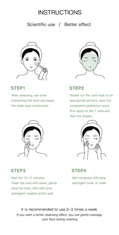 40g Face Clean Mask Green Tea/Rose Extract Cleansing Stick Deep Moisturizing Shrink Pores Blackhead Film Smear Oil Control Mask