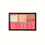 6 Shades Blush-Looking Matte Shimmery Blush Makeup Palette, Contour and Highlight, Long-Wearing, Blendable Makeup Palette