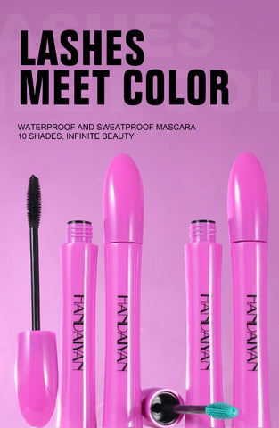 10 Colors Waterproof Volumizing Mascara Smudge-Proof Curling Long-Lasting Sapphire Blue Pink Mascara for Eye Makeup Cosmetics