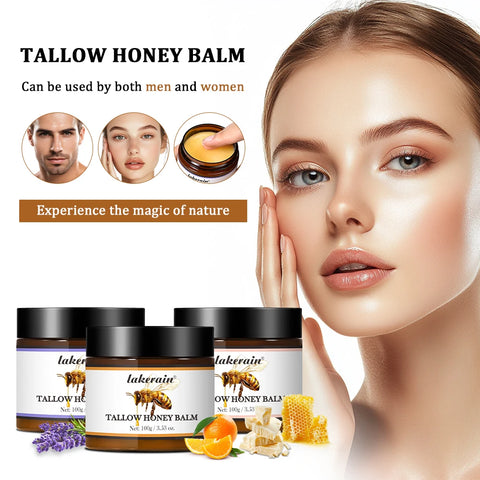 Honey Tallow Balm Beef Tallow Balm Moisturizing Cream for Soft Smooth Skin Handmade All-Natural Moisturizer Antioxidant Skincare