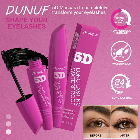 24H Wear Volumizing Mascara 5D Waterproof Lengthening Eyelash Cream For Thicker Fuller Lashes No Clumping