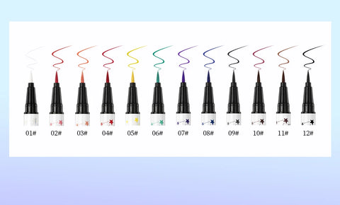 Ultra-Thin Black Eyeliner Pencil Waterproof Long Lasting Smooth 12 Colors Colorful Liquid Eyeliner High Makeup Pigment Eyeliner