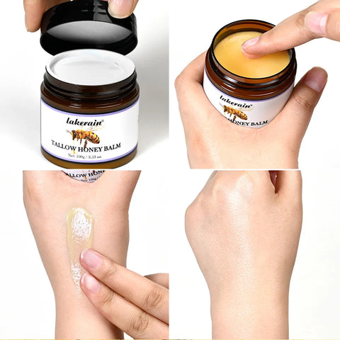 Honey Tallow Balm Beef Tallow Balm Moisturizing Cream for Soft Smooth Skin Handmade All-Natural Moisturizer Antioxidant Skincare