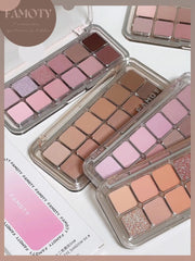 12-Color Low Saturation Eyeshadow Palette All Matte Tea Apricot Eye Makeup Palette Daily Earth Makeup Long Lasting Eye Shadows