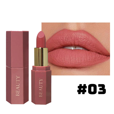 Matte waterproof velvet nude lipstick - Sexy red-brown long-lasting makeup - Professional style, easy to carry