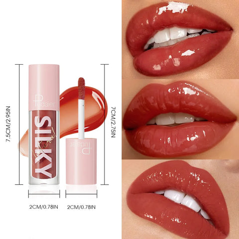 Silky Lip Gloss - Waterproof, Long-Lasting Moisturizing Liquid Lipstick with Mirror Finish, Non-Sticky, Full Shine, Fade-Resista