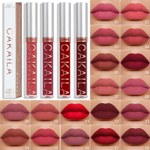 1 Pcs Waterproof Lip Gloss Lipstick Set - Nude, Dark Brown & Matte Red Shades, Long-Lasting 24-Hour Wear, Suitable for All Skin