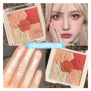 Makeup Blush Palette Natural Contour Highlight Palette Matte Pearlescent Embossed Petal Orange Blush Rouge Petal Blush Palette
