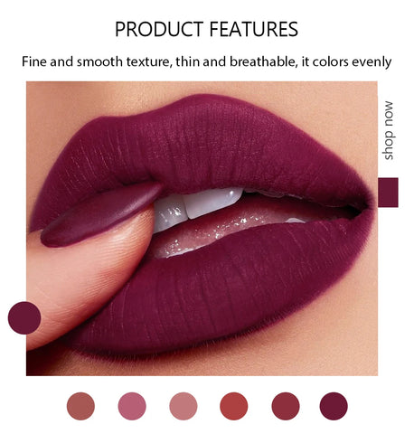 6colors Nude Velvet Lipsticks Waterproof Long Lasting Moisturize Lips Stick Not Fade Sexy Matte Lipstick Lip Gloss Women Makeup