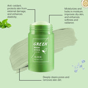 Face Clean Mask Green Tea Cleansing Stick Mask Smear Acne Shrink Blackhead Moisturizing Deep Cleansing Mask Film 40g Pores