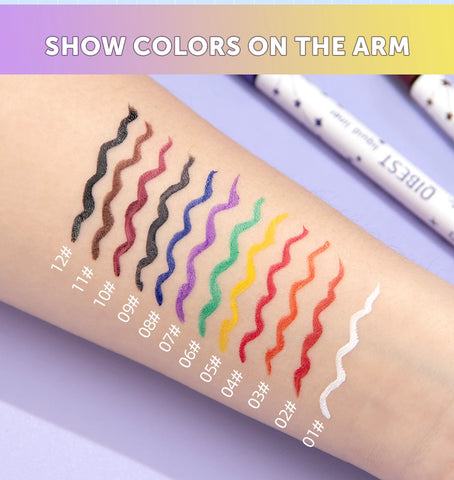 Ultra-Thin Black Eyeliner Pencil Waterproof Long Lasting Smooth 12 Colors Colorful Liquid Eyeliner High Makeup Pigment Eyeliner