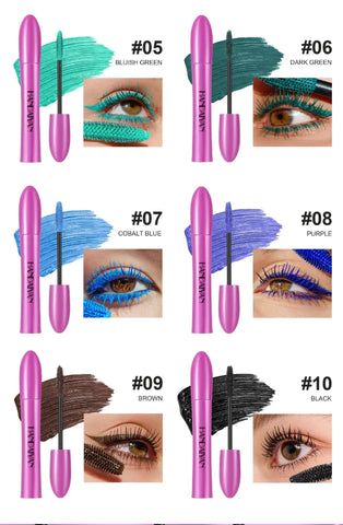 10 Colors Waterproof Volumizing Mascara Smudge-Proof Curling Long-Lasting Sapphire Blue Pink Mascara for Eye Makeup Cosmetics